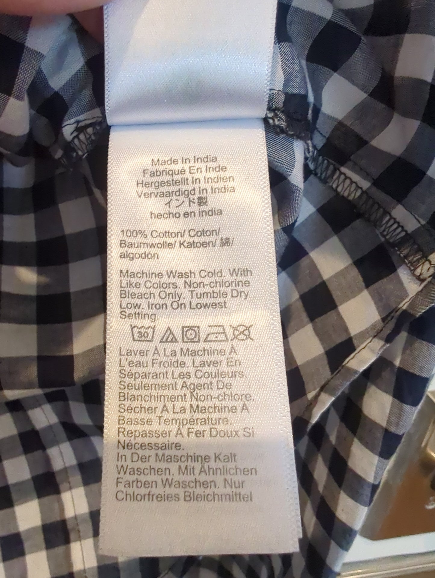 J. Crew Navy Gingham Check Size: M