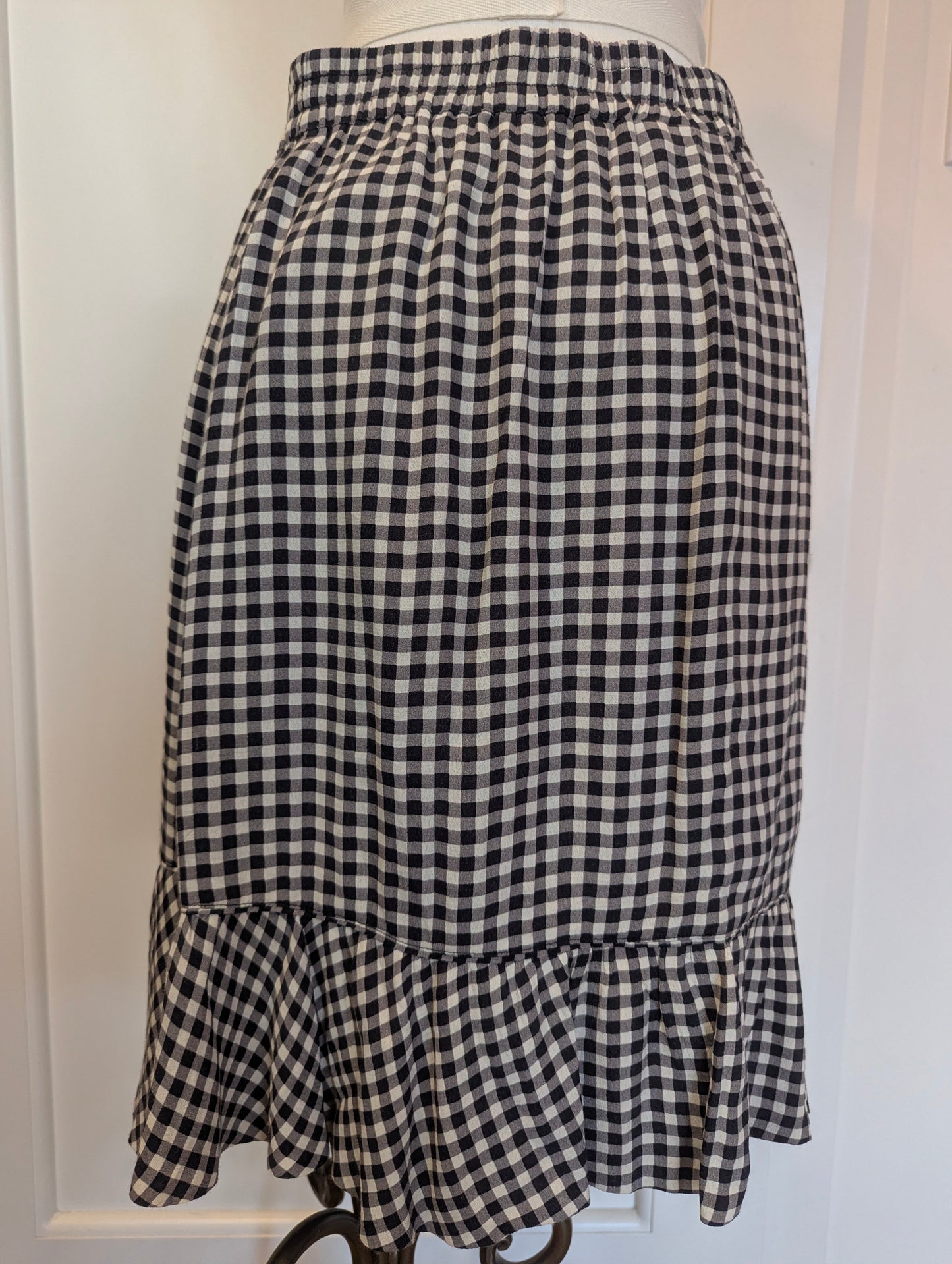 Ganni Wrap-Effect Gingham Crepe Mini Skirt  Size: 38/US 6