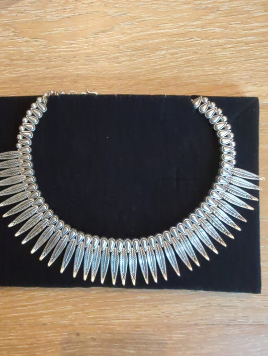 Necklace Tribal Feather Silver