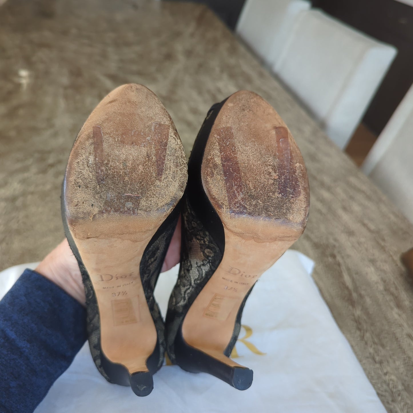 Christian Dior Lace PLatform Peep Toe Pumps   Size: 37.5/7