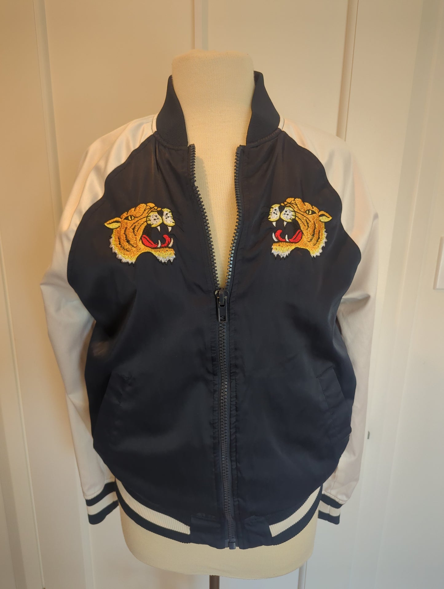 Divided Satin Tiger Bomber Jacket  Size: S