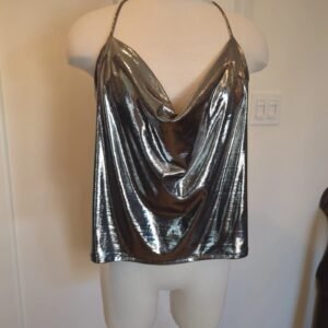 H&M Liquid Silver Top — Size M