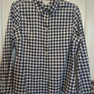 J. Crew Navy Gingham Check — Size M