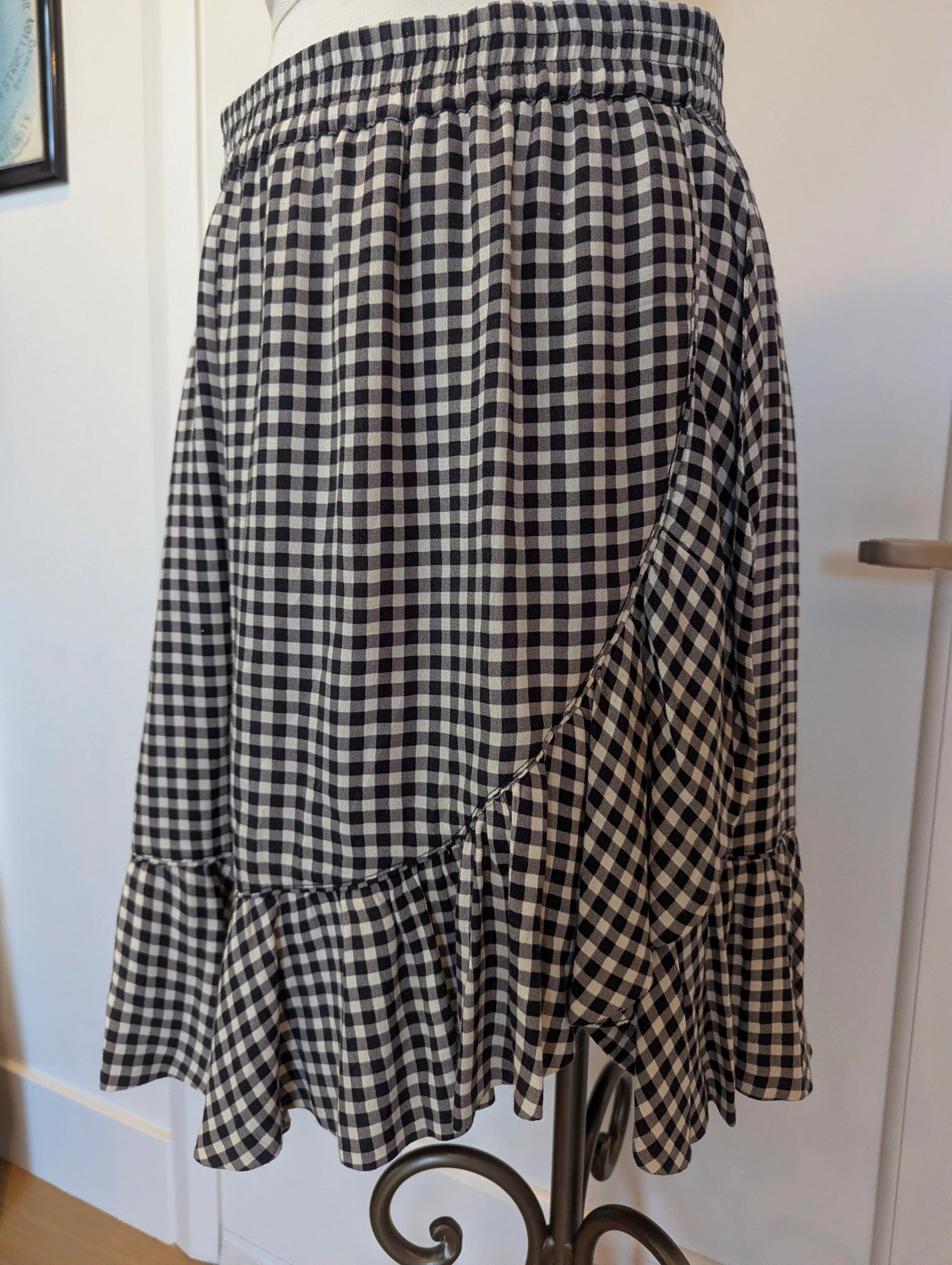Ganni Wrap-Effect Gingham Crepe Mini Skirt — Size 38/US 6