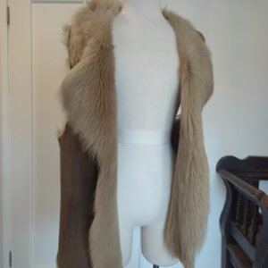 Taupe Suede with Hair-on-Hide Fur Vest — Size L/XL