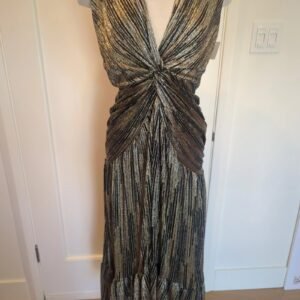 Misa Ava Plunging Gold Twist Dress — Size M