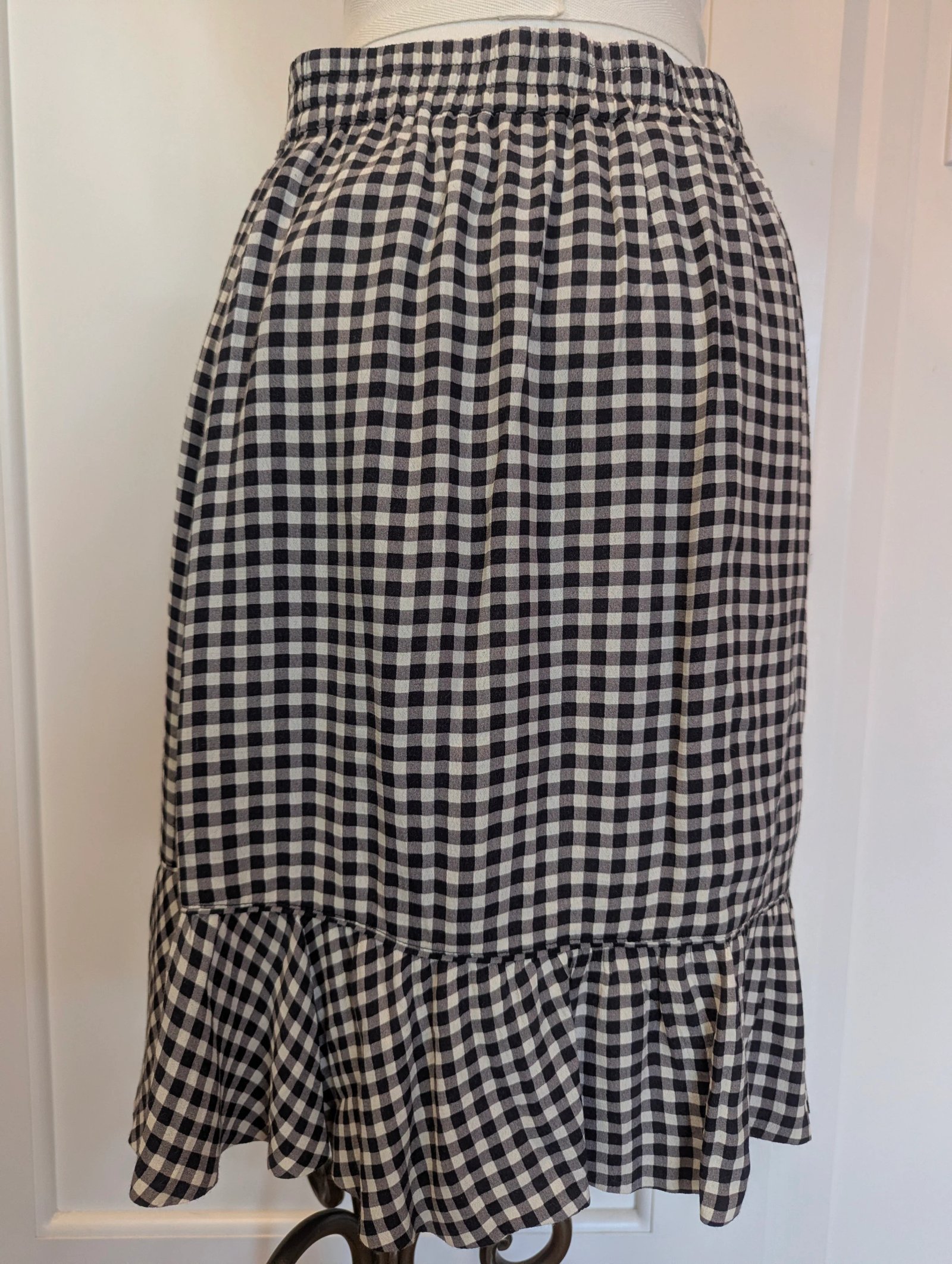 Ganni Wrap-Effect Gingham Crepe Mini Skirt — Size 38/US 6 - Image 3