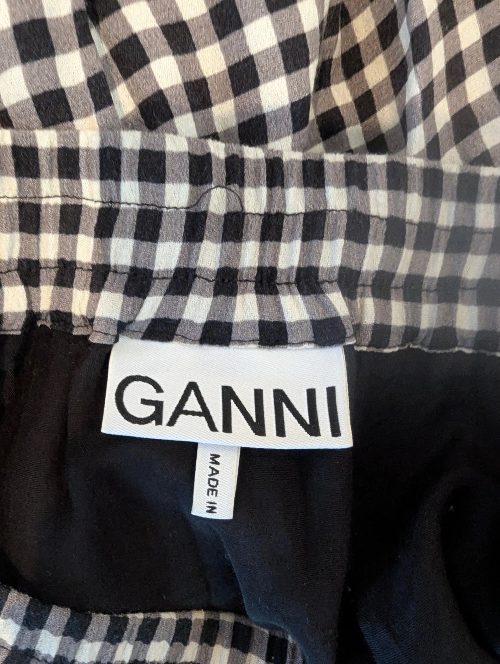 Ganni Wrap-Effect Gingham Crepe Mini Skirt — Size 38/US 6 - Image 4