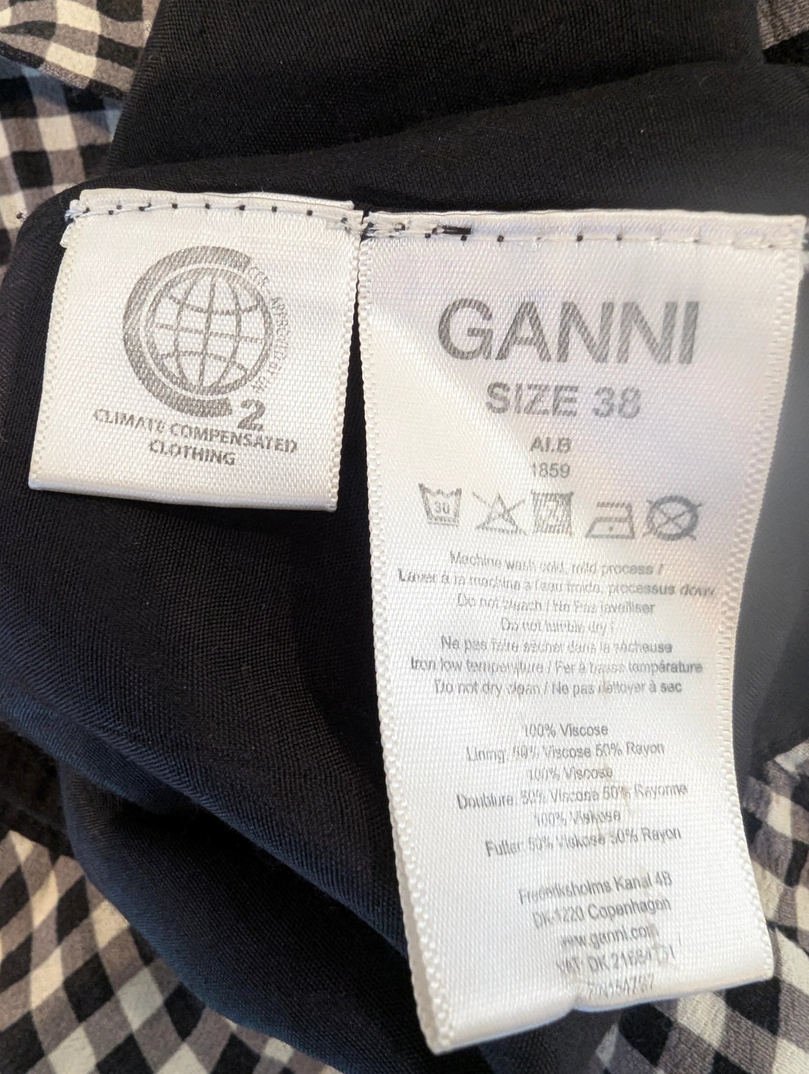 Ganni Wrap-Effect Gingham Crepe Mini Skirt — Size 38/US 6 - Image 5