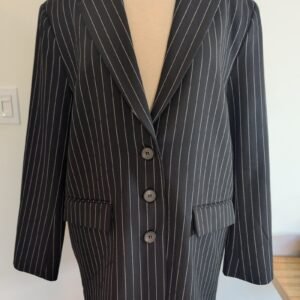 NA-KD Black Pinstripe Oversized Blazer — Size 38