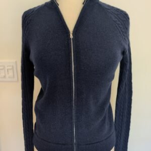 Polo Golf Ralph Lauren Navy Cashmere Cable-Knit Zip Cardigan — Size M