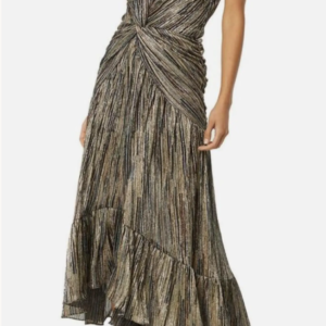 Misa Ava Plunging Gold Twist Dress — Size M