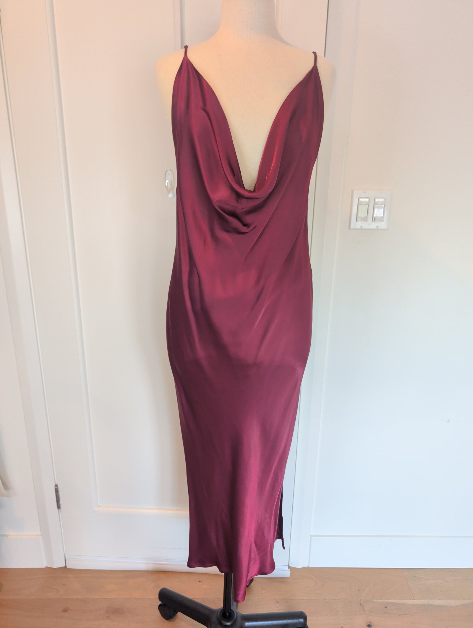 Gold Hawk Bias-Cut Satin Slip Dress NWT — Size L