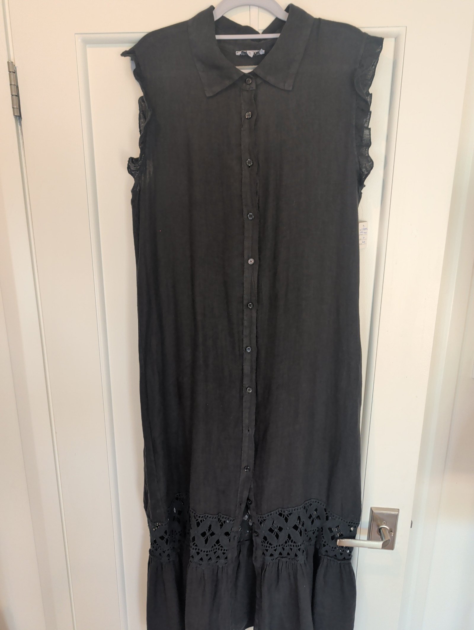 Le Ragazze Crochet Trim Linen Maxi Dress — Size XL