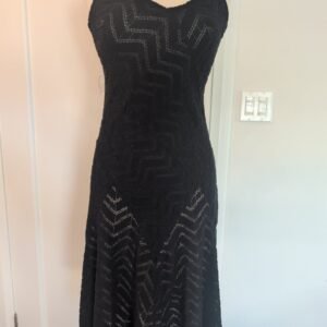 Tracy Reese Black Geometric Pointelle Knit Midi Dress — Size M