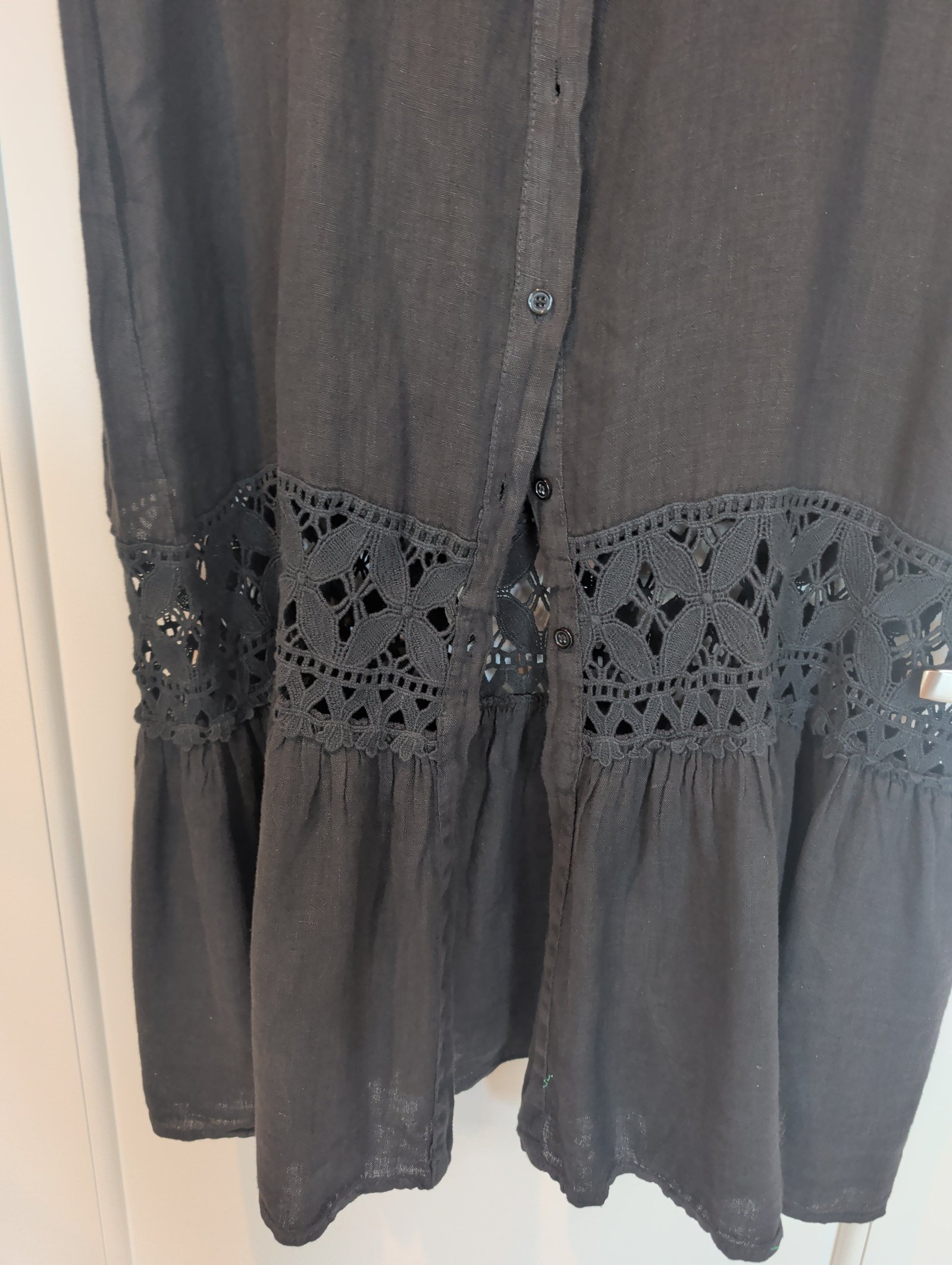 Le Ragazze Crochet Trim Linen Maxi Dress — Size XL - Image 3